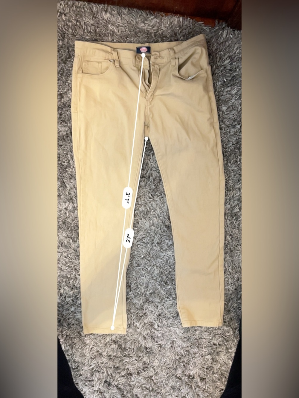 Khaki Dickies stretchy skinny leg work pants